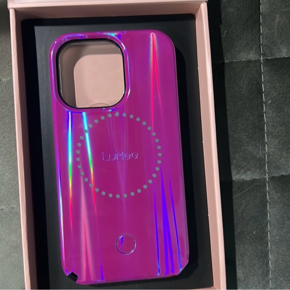 LuMee - Halo - Lighted Selfie Case for iPhone 13 Pro - Hot Pink Voltage